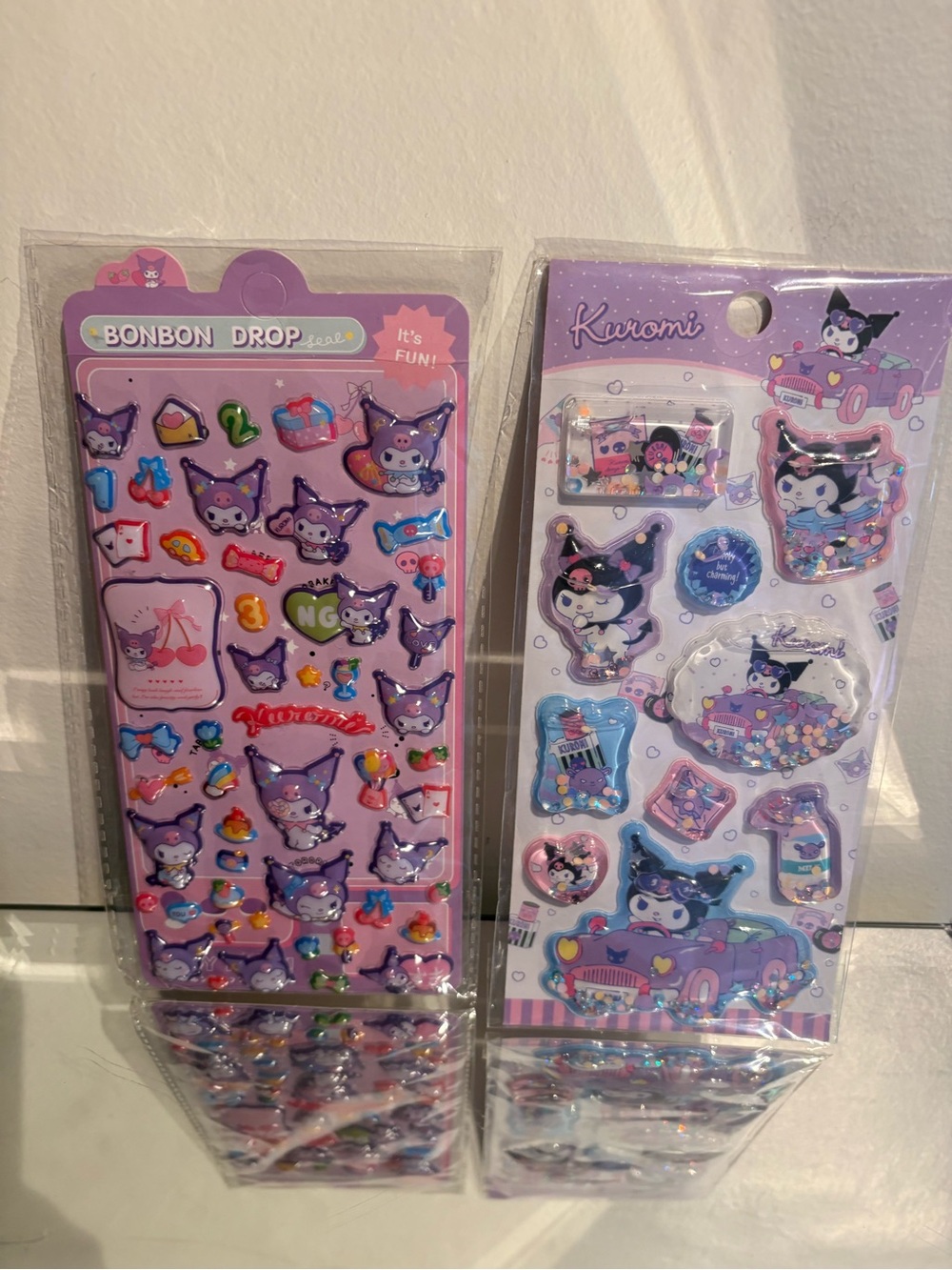 Kuromi holographic 3d and puffy sticker bundle.